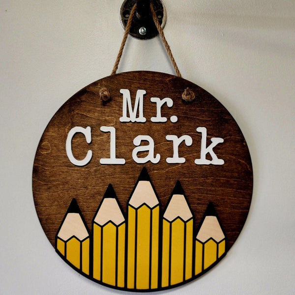 Wooden Teacher Door Hanger - Pencils, Teacher Appreciation Gift