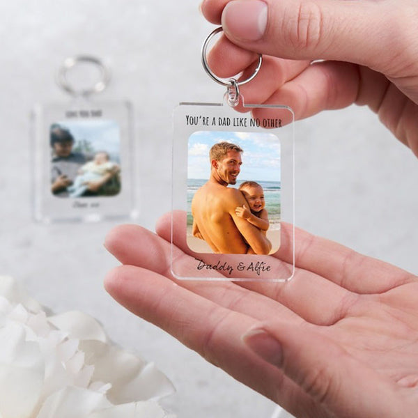 Personalised Photo Keyring, Keychain Gift with Message for Birthday, Anniversary,