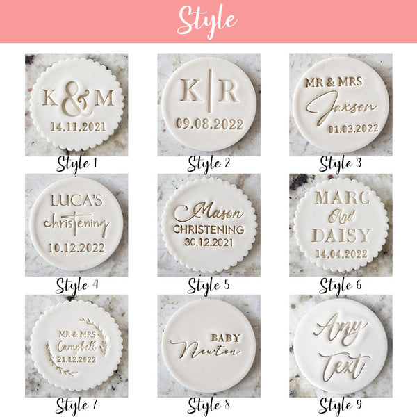 CUSTOM Christening Name and Date Cookie Biscuit Stamp Fondant Cake Decorating Icing Cupcakes Stencil