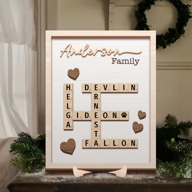 Personalized Scrabble Puzzle Sign Custom Family Name Christmas Gift