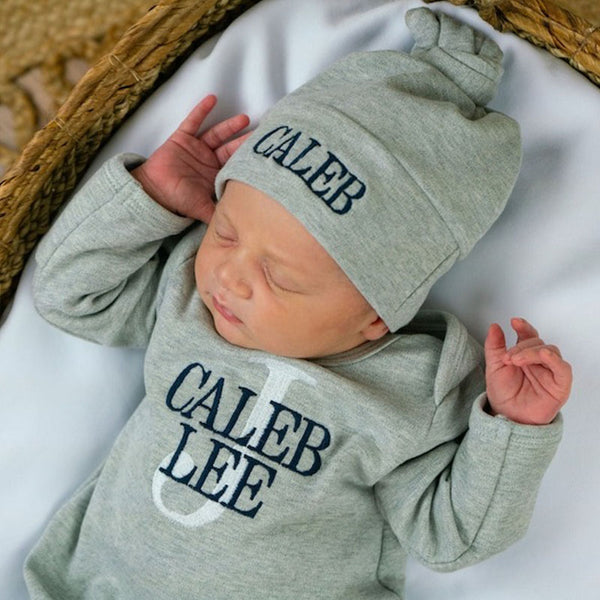 Baby Boy Coming Home Outfit, Newborn Boy Outfit, Print Monogrammed