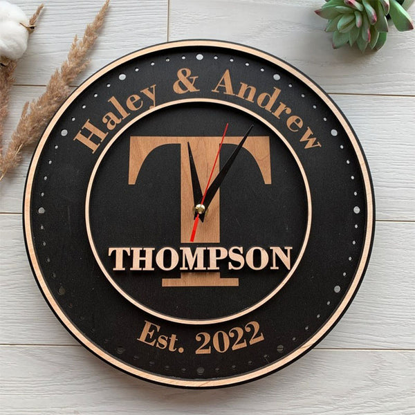 Custom Wall Clock, Personalized Family Name Clock