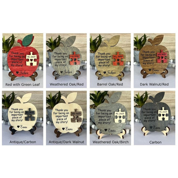 Teacher Gift, Apple, Puzzle Piece, Desktop Size, Personalized Teacher Gift