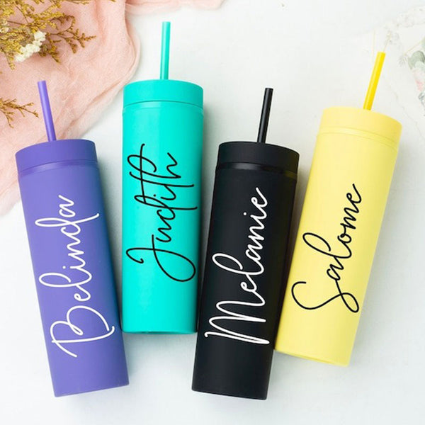 Personalized Tumbler with Lid and Straw,Custom Name Skinny Tumbler