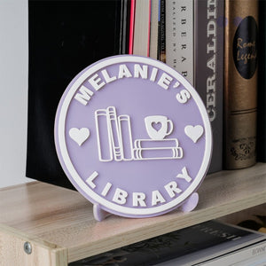 Library Sign,Personalized Acrylic Bookshelf Sign