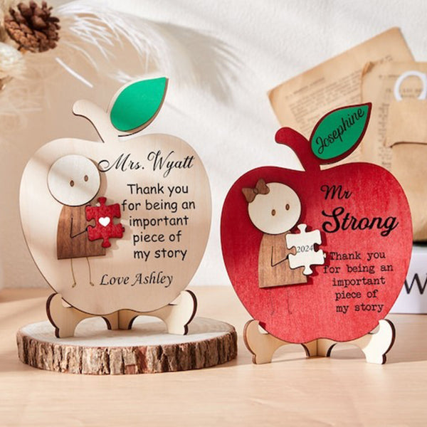 Apple Puzzle Piece Sign Teacher Name Sign Personalized Teacher Apple Sign