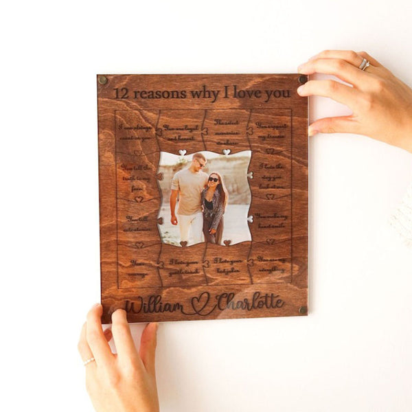 Personalized 12 Reasons Why I Love You Birthday Gift Custom Wooden Puzzle