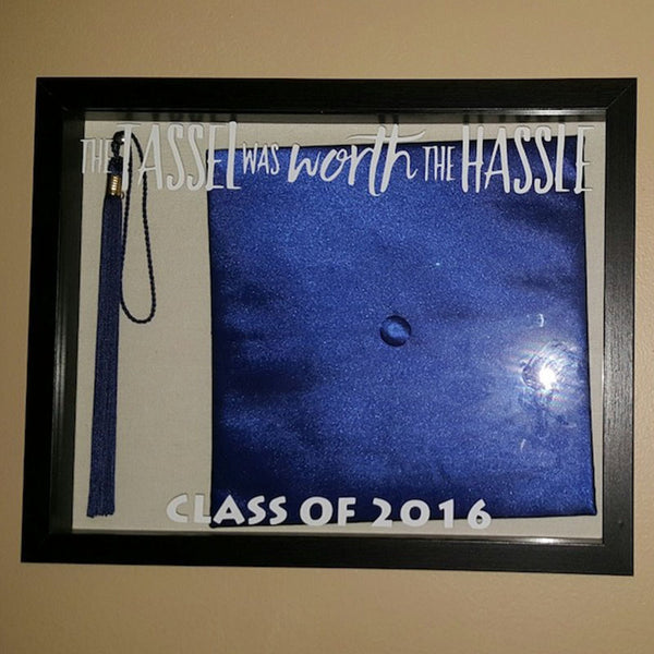 Graduation Cap Tassel Shadow Box, TASSEL Was WORTH The HASSLE, Milestone Keepsake Frame