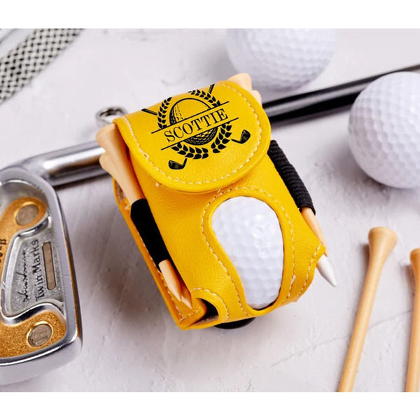 Leather Personalized Golf Ball Bag-Golf Ball And Tees Holder-Golf Holder-Accessories