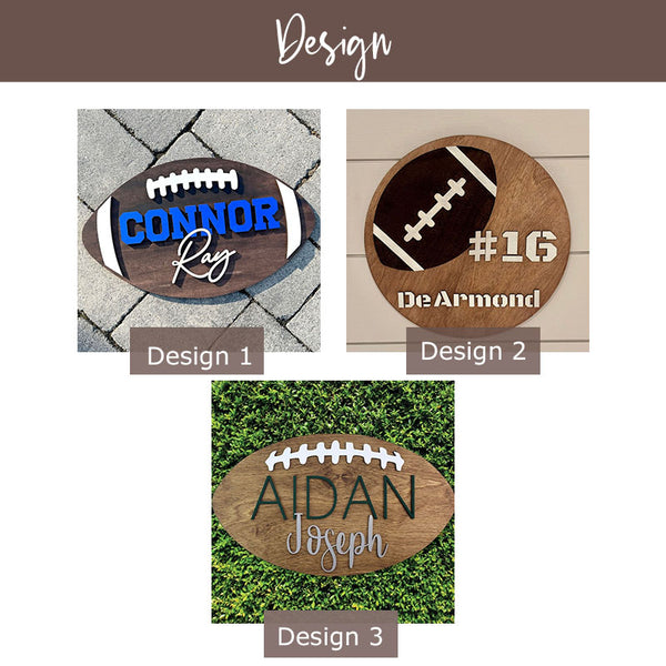 3D Custom Kids Room Decor, Football Wooden Name Sign