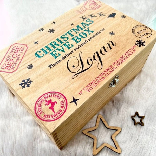 Custom Christmas Eve Box,personalised wooden gift box