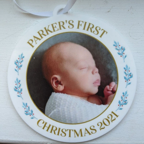 Baby's First Christmas Photo Ornament | Baby's First Christmas Ornament Baby Ornament Baby Gift Photo Ornament New Mom Gift