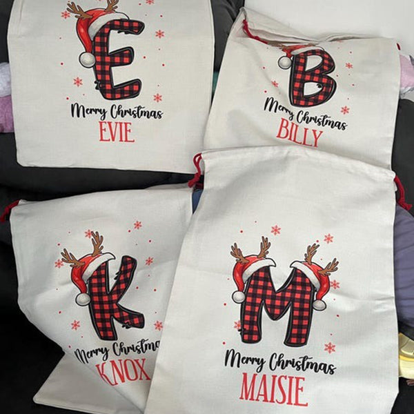 Merry Christmas Santa Sack, Kids Present Gift Bag, Personalized Gift Bag