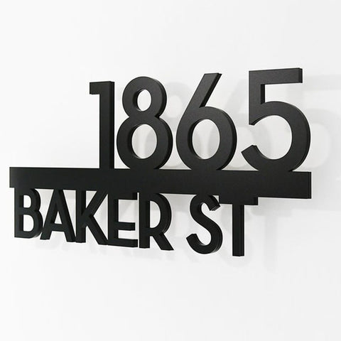 Modern House Numbers - Street Address - Black with Black Acrylic - Contemporary Home Address