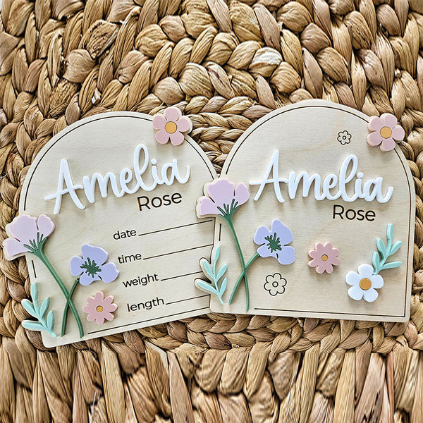 Newborn Birth Announcement Name Plaque | Newborn Footprint Plaque