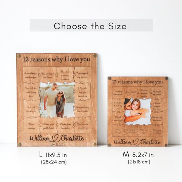 Personalized 12 Reasons Why I Love You Birthday Gift Custom Wooden Puzzle