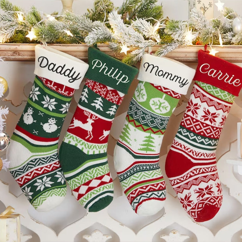 2023 New Christmas Decoration Knitted Christmas Stocking Candy Bag