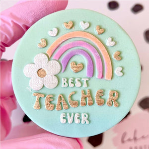 Teacher school embosser stamp embossed cookie cutter cake cupcake decoration baking supplies