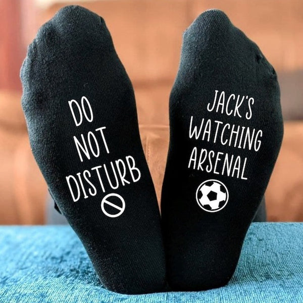 I Am Watching Football Socks, Shh I Am Watching, Do Not Disturb Name Socks,Football Lover Gift