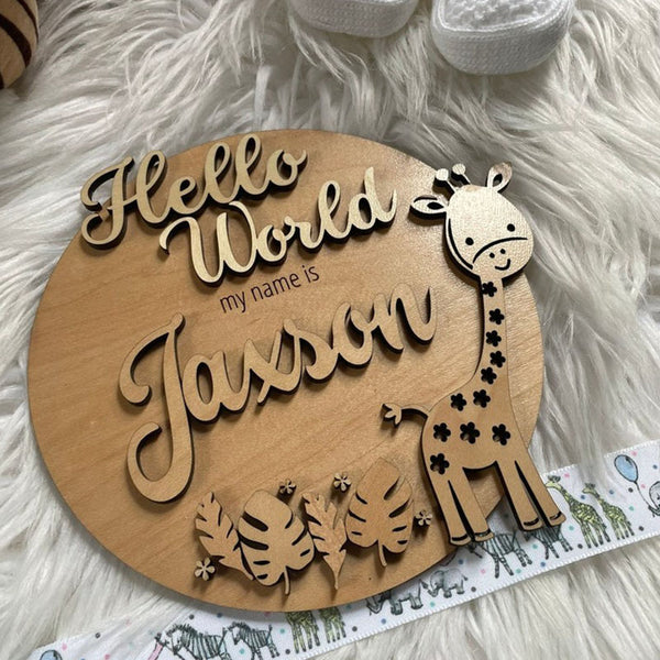 Hello World New Baby Wooden Plaque, Baby Shower Gift