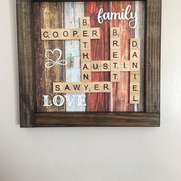 Scrabble Family Name Board | Personalized Frame | Scrabble Tile Wall Art