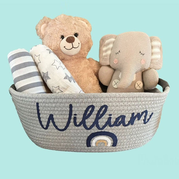 Baby Girl Gift Basket - Ivory Cream Baby Shower Personalized Gift Basket