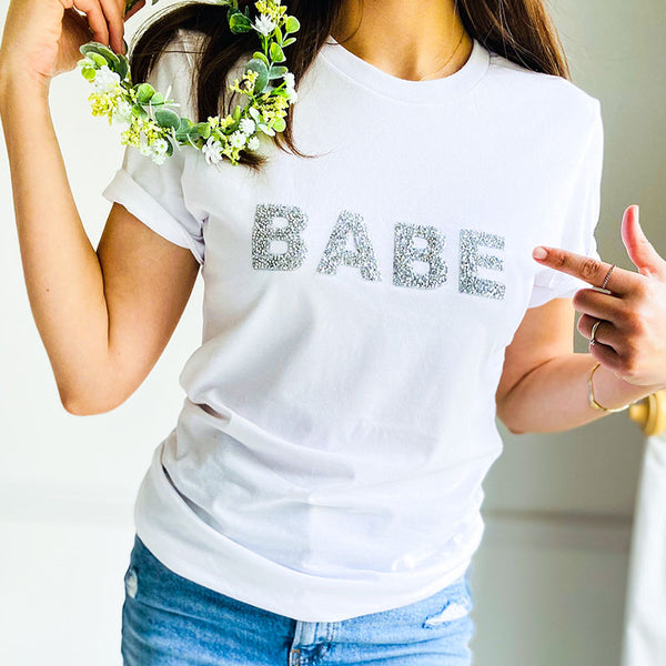 Bride t-shirt with sparkly rhinestone letters / Engagement Gift / Bride to be shirt