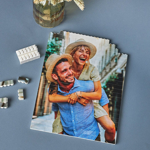 Personalized Customized 2 Photos Rectangle Building Block Puzzle Picture Block Christmas Gifts for Couples