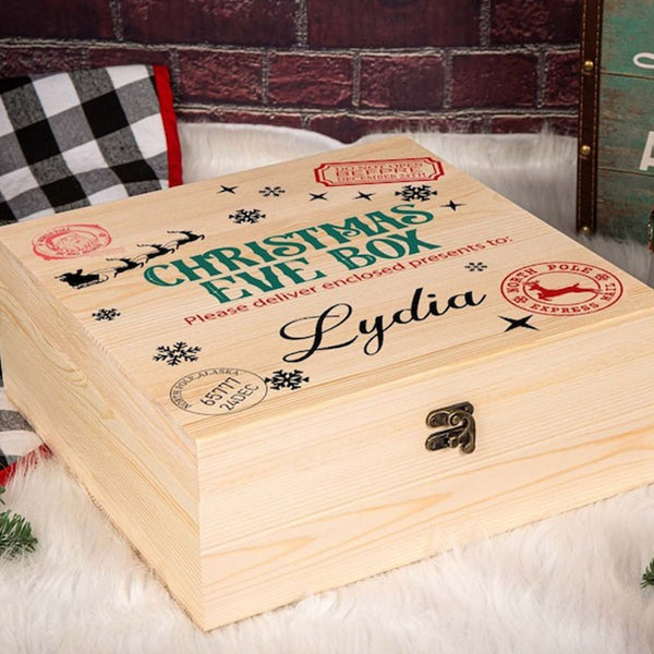 Custom Christmas Eve Box,personalised wooden gift box