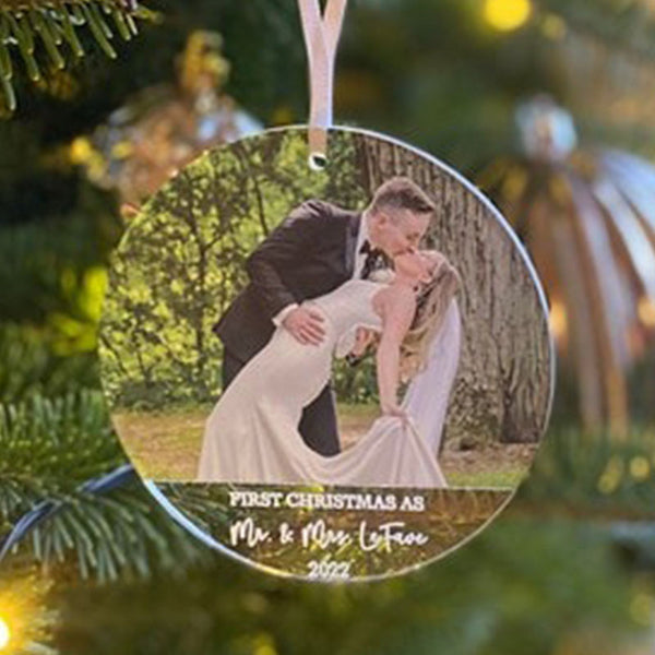 First Christmas Married Ornament, Custom Photo Ornament