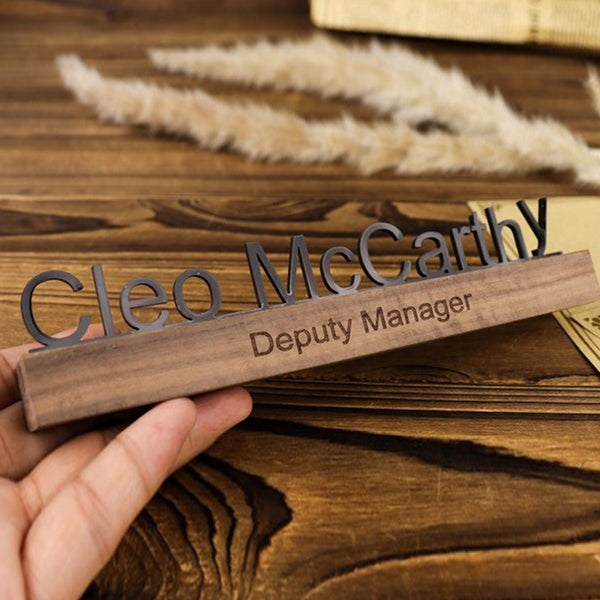 Desk name plate wood, Wood name plate for desk, Office Desk Sign, Name Plate