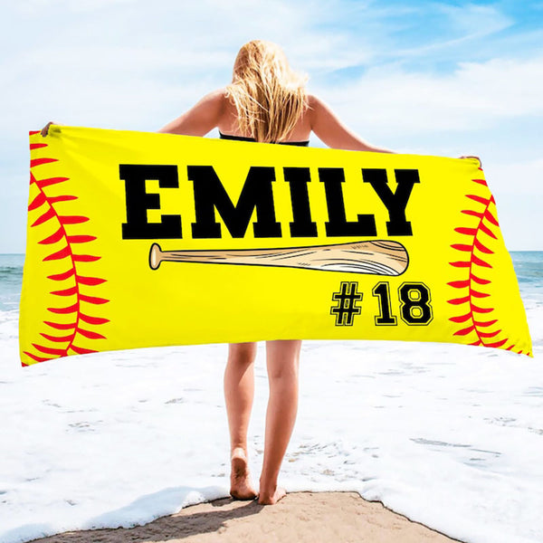 Personalized Baseball Beach Towel, Boys Baseball Gift, Baseball Pool Towel, Baseball Player Gift