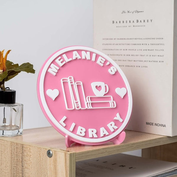 Library Sign,Personalized Acrylic Bookshelf Sign