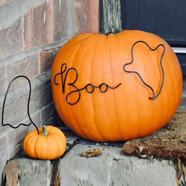 Halloween wire pumpkin decorations - cute ghost art - boo accessories- wire words