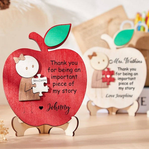 Apple Puzzle Piece Sign Teacher Name Sign Personalized Teacher Apple Sign