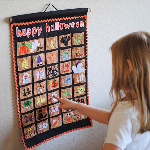 Halloween Countdown Advent Calendar Fabric Wall Hanging Décor by My Growing Season for Kids and Family