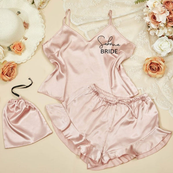 Personalised Bridal Party Pajamas Camisole Set, Wedding Bridesmaid PJs