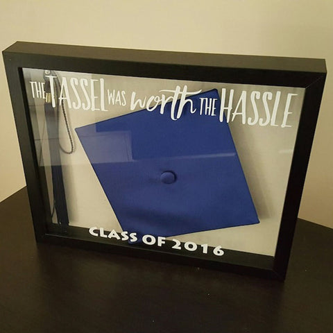 Graduation Cap Tassel Shadow Box, TASSEL Was WORTH The HASSLE, Milestone Keepsake Frame