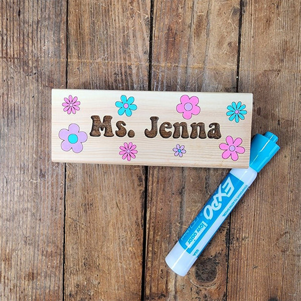 Personalized Teacher Whiteboard/Chalkboard Eraser Gift Set, Hand Painted