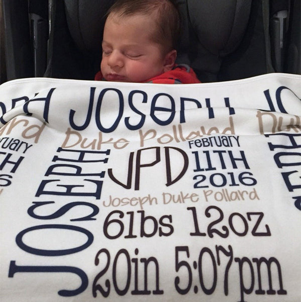 Personalized Baby Blanket, Custom Name Swaddle Receiving Blanket