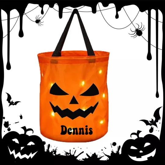 Personalized Halloween LED Light Pumpkin Bucket