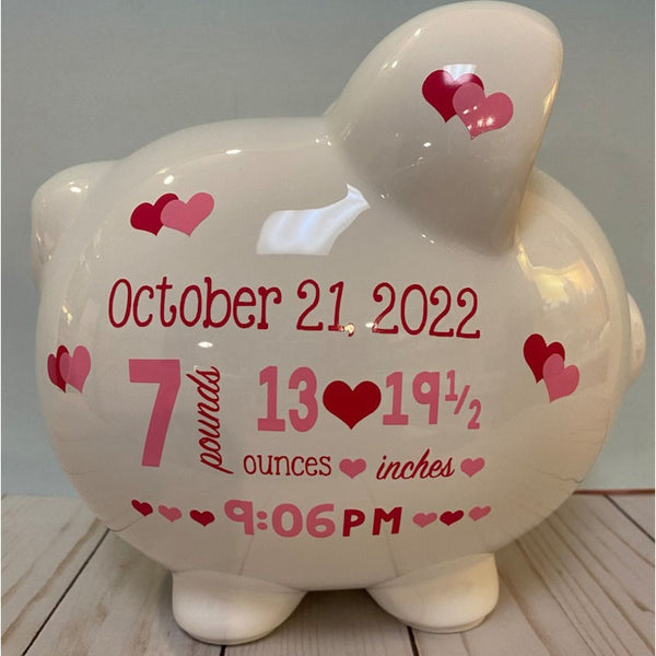 Personalized piggy bank Custom piggy bank-Piggy bank Birth Stats