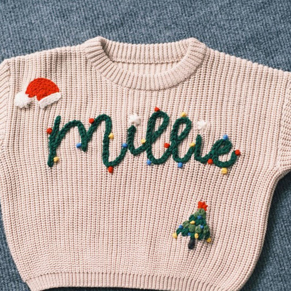 Personalized Hand-Stitched Name & Monogram Adorable Custom Kids' Sweater