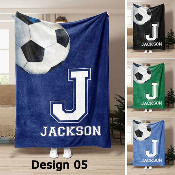 Personalized Football Blanket, Gift Idea for Football Player, Minky Kids Football Blanket