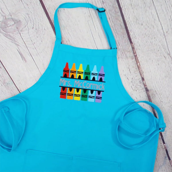 Teacher apron crayon art teacher gift