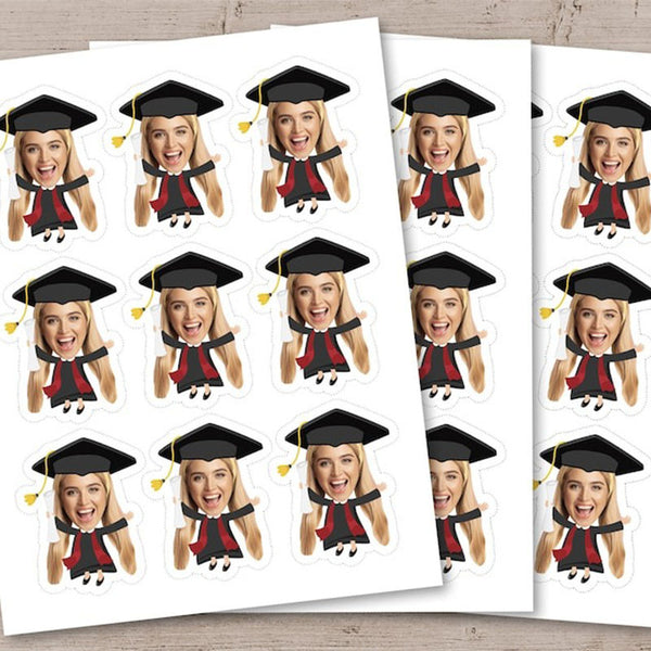 Printable Graduation Photo Cupcake Toppers, Graduation Party Face Cupcake Toppers