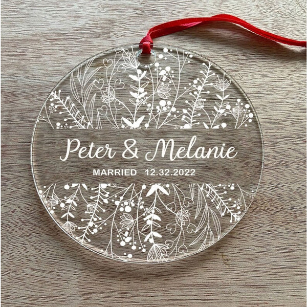 Custom Name Acrylic Married Ornament Gift Mr & Mrs Christmas Ornament Personalized Mr Mrs Wedding Ornament Wedding Gift