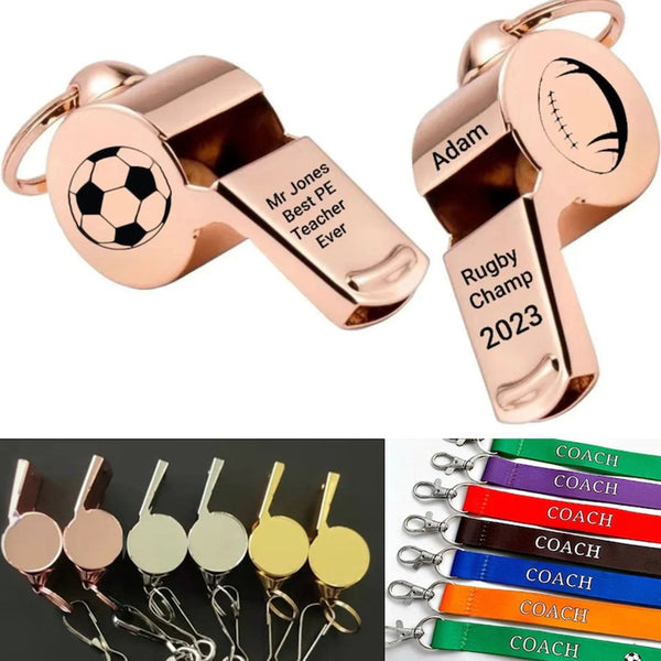 Personalised Whistle Engraved Metal Referee Sports Whistle