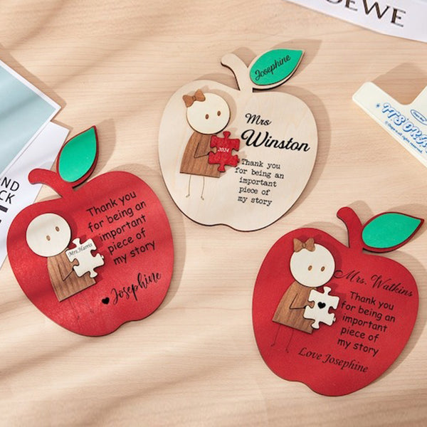 Apple Puzzle Piece Sign Teacher Name Sign Personalized Teacher Apple Sign