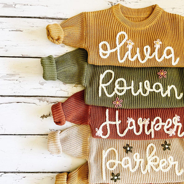 Personalized Hand Embroidered Baby and Toddler Sweaters